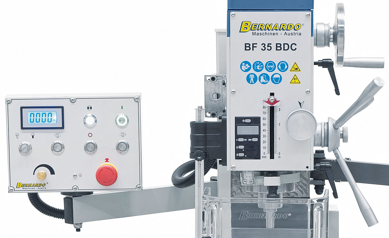 Bohr- und Fräsmaschine BF 35 BDC mit Vorschub inkl. 3-Achs-Digitalanzeige ES-12 V