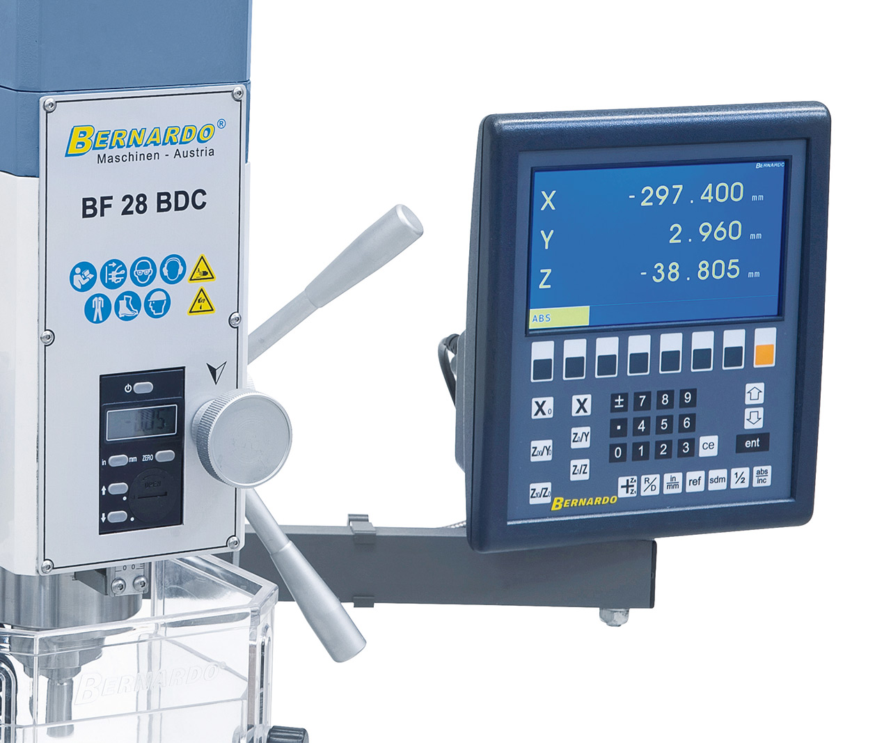Bohr- und Fräsmaschine BF 28 BDC mit Vorschub inkl. 3-Achs-Digitalanzeige ES-12 V