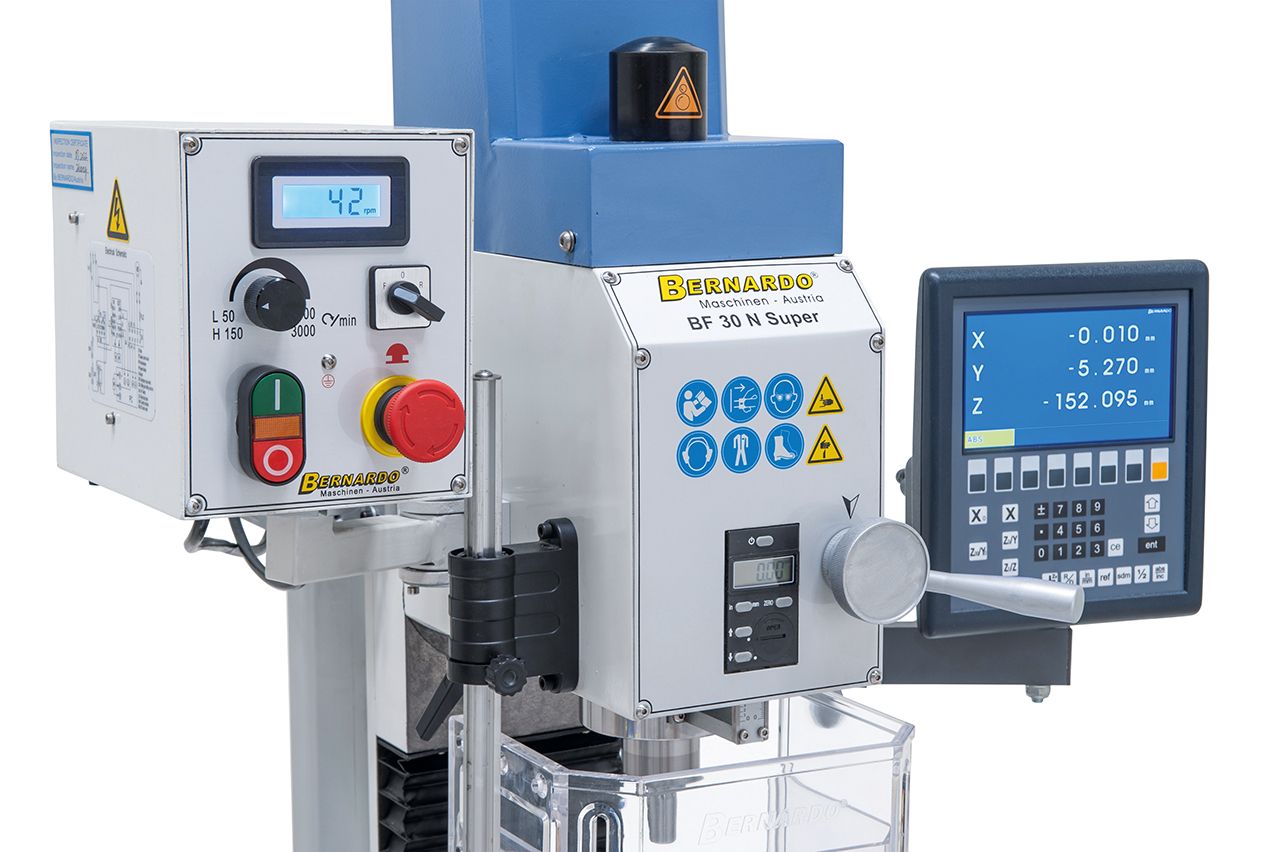 Bohr- und Fräsmaschine BF 30 N Super mit Vorschub inkl. 3-Achs-Digitalanzeige ES-12 V