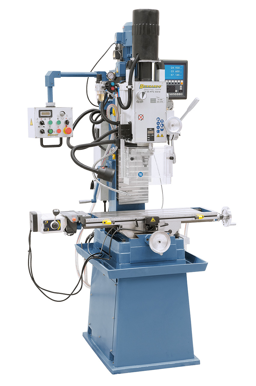 Bohr- und Fräsmaschine FM 55 HTC Vario inkl. 3-Achs-Digitalanzeige ES-12 V und Vorschub f. x-Achse