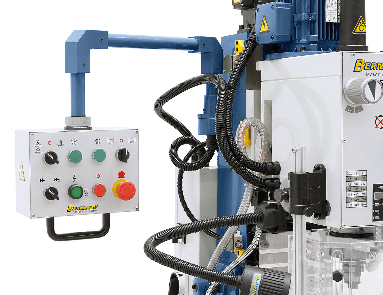 Bohr- und Fräsmaschine FM 55 HSV inkl. 3-Achs-Digitalanzeige ES-12 V und Vorschub f. x-Achse