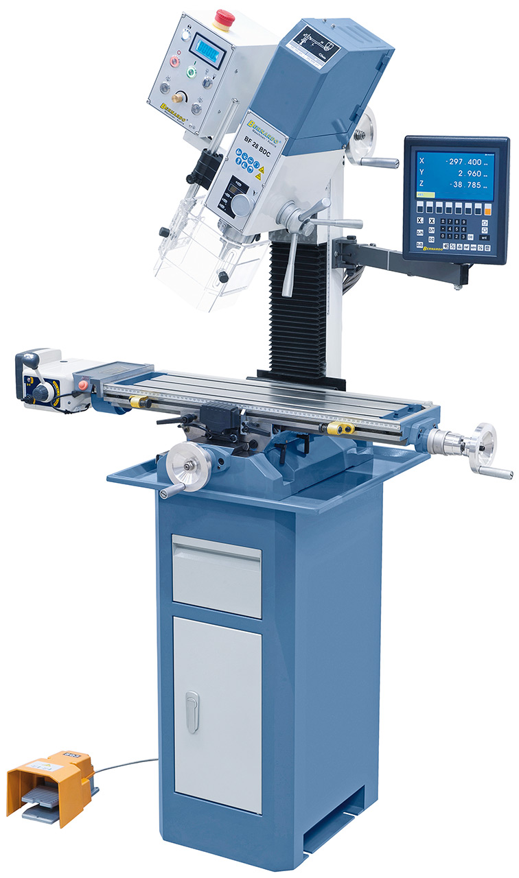 Bohr- und Fräsmaschine BF 28 BDC mit Vorschub inkl. 3-Achs-Digitalanzeige ES-12 V