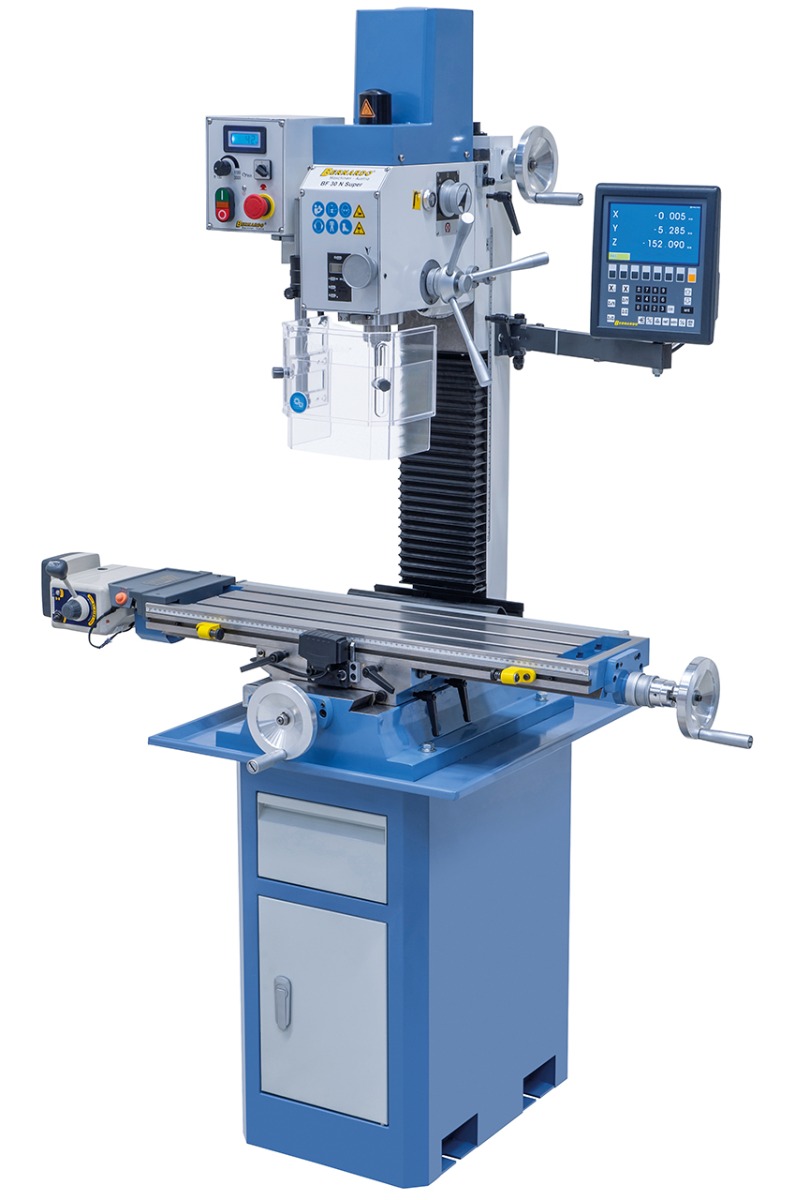 Bohr- und Fräsmaschine BF 30 N Super mit Vorschub inkl. 3-Achs-Digitalanzeige ES-12 V