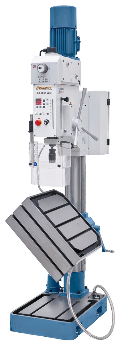 Getriebe-Säulenbohrmaschine GB 40 SN Vario mit Winkeltisch *