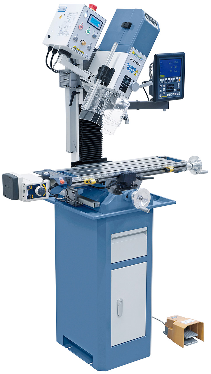Bohr- und Fräsmaschine BF 28 BDC mit Vorschub inkl. 3-Achs-Digitalanzeige ES-12 V