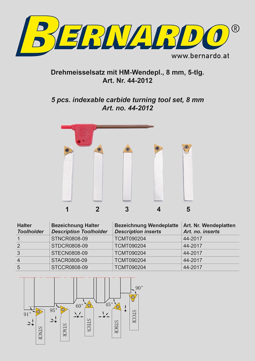 Drehmeisselsatz mit HM-Wendepl., 8 mm, 5-tlg.