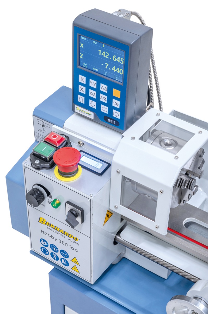 Tischdrehmaschine Hobby 350 Top / 230 V inkl. 2-Achs Digitalanzeige DT 40