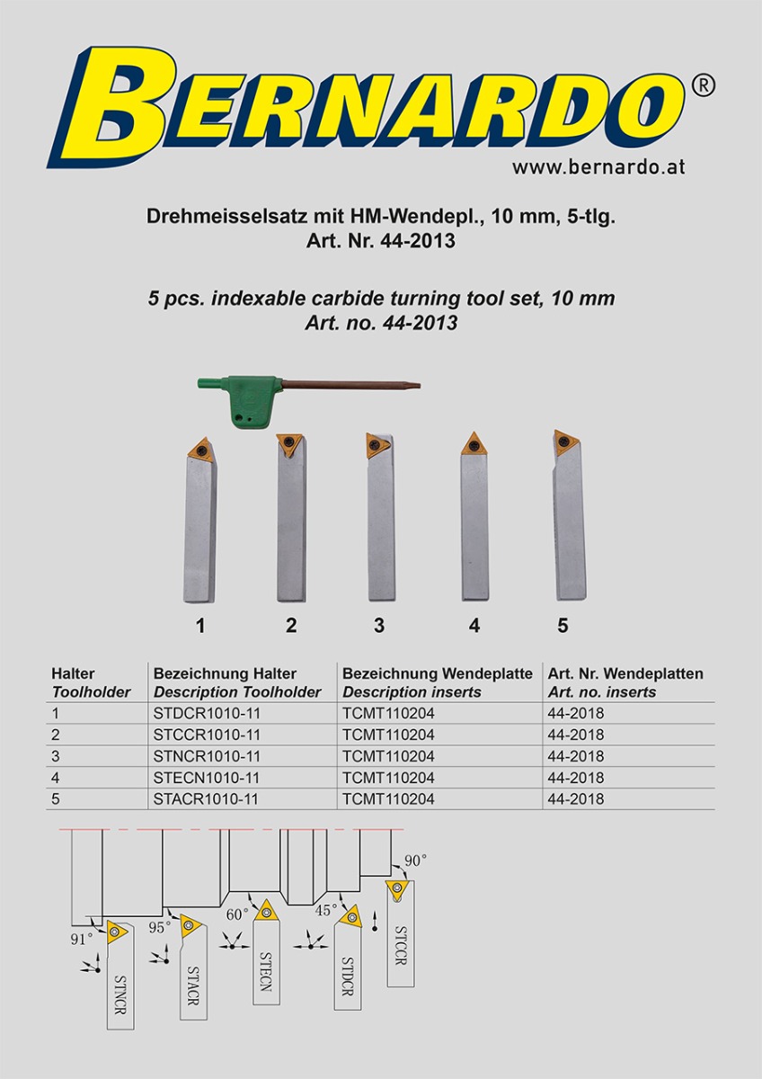 Drehmeißelsatz mit HM-Wendeplatten, 10 mm, 5-tlg.