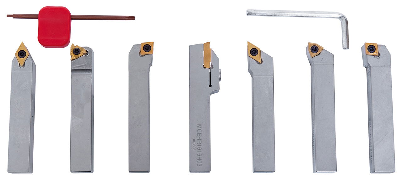 Drehmeisselsatz mit HM-Wendeplatten, 16 mm, 7-tlg., Tin-beschichtet, Satz O