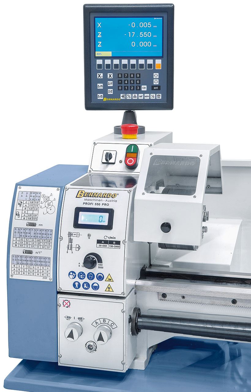 Leitspindel-Drehmaschine Profi 550 PRO / 400 V inkl. 2-Achs-Digitalanzeige ES-12 V
