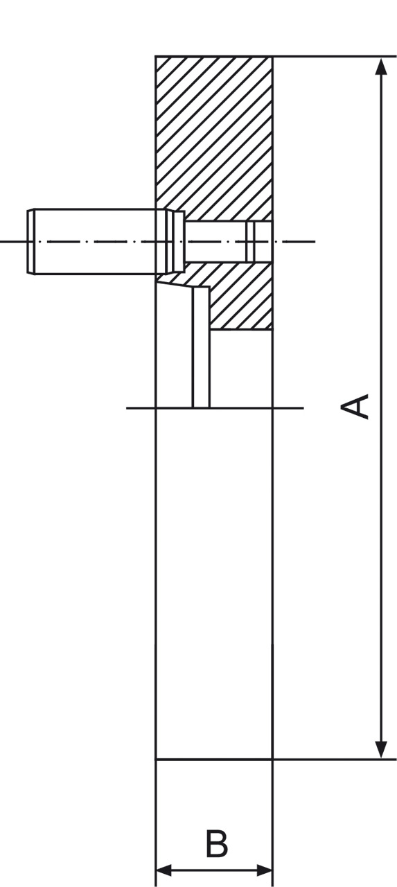 Kurzkegelflansch FL nach DIN 55029 200 / D6, futterseitig plan, Gusskörper
