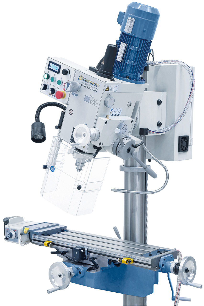 Bohr- und Fräsmaschine BF 45 HSV Vario inkl. Vorschub f. x-Achse