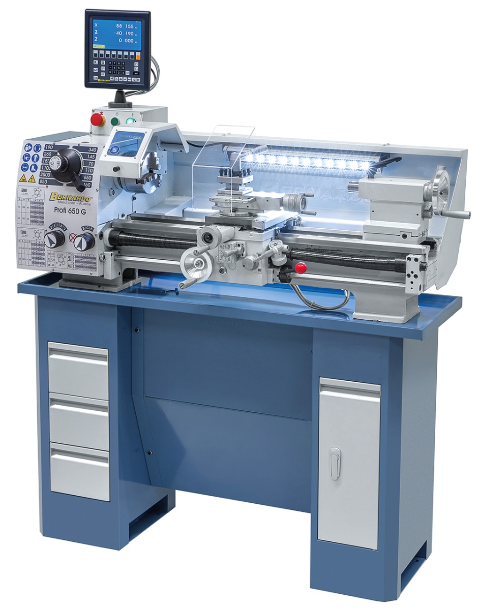 Leit- und Zugspindeldrehmaschine Profi 650 G / 400 V inkl. 2-Achs-Digitalanzeige ES-12 V