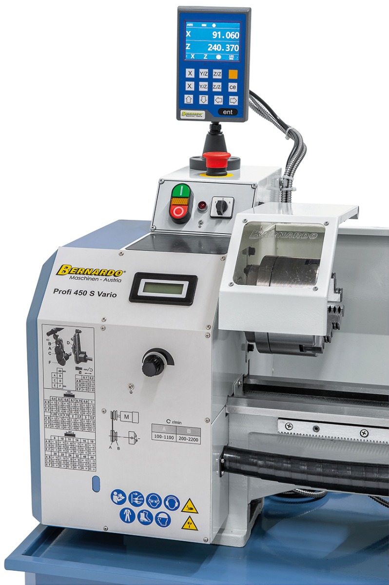 Leitspindel-Drehmaschine Profi 450 S Vario / 230 V inkl. 2-Achs-Digitalanzeige DT 40