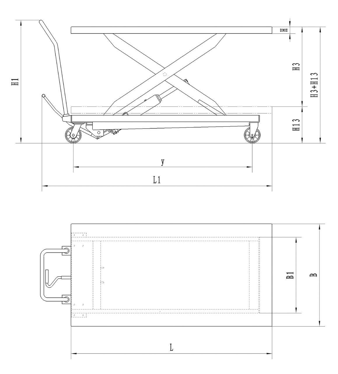 Hydraulik-Scherenhubtisch mit großer Tischplattform TG 1000