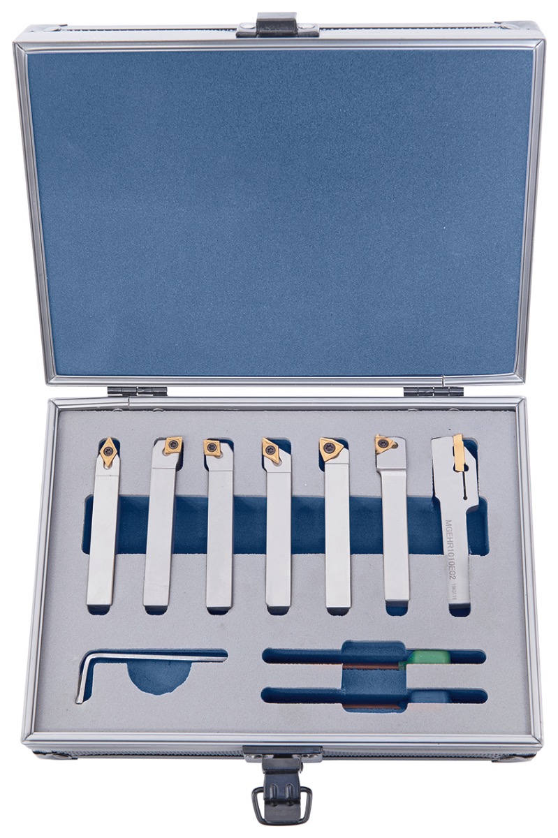 Drehmeisselsatz mit HM-Wendeplatten, 10 mm, 7-tlg., Tin-beschichtet, Satz M