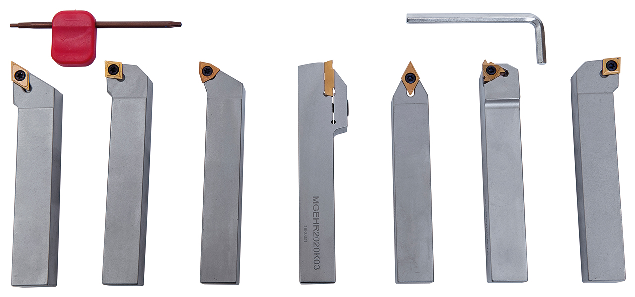 Drehmeisselsatz mit HM-Wendeplatten, 20 mm, 7-tlg., Tin-beschichtet, Satz P