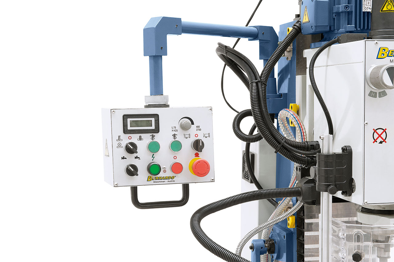 Bohr- und Fräsmaschine FM 55 HSV Vario inkl. 3-Achs-Digitalanzeige ES-12 V und Vorschub f. x-Achse