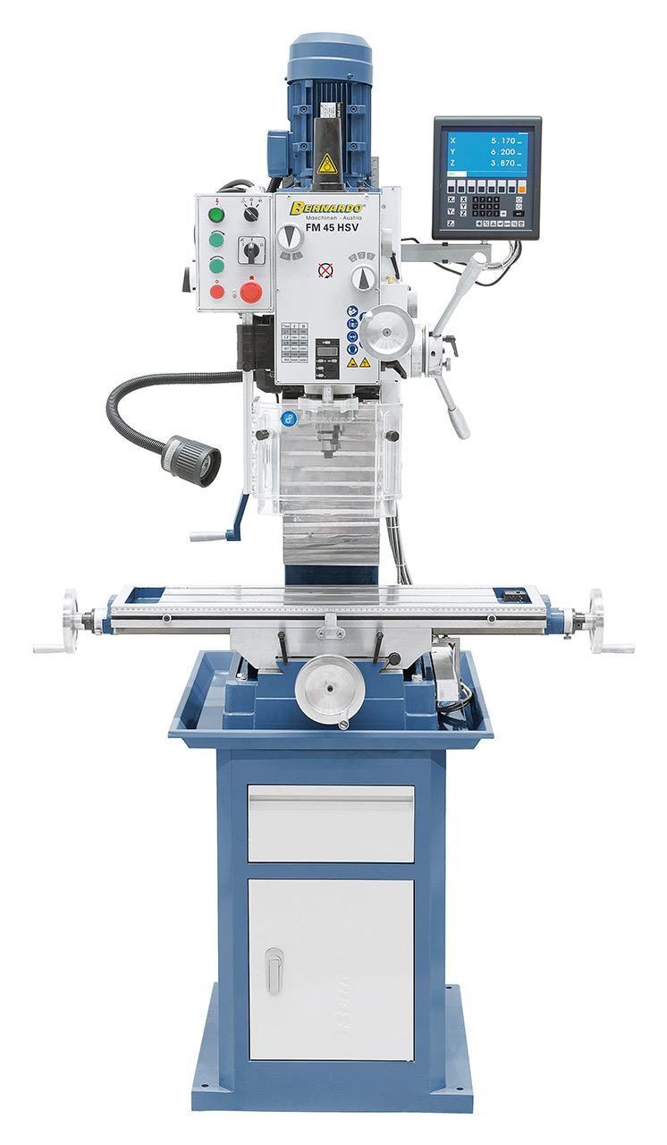 Bohr- und Fräsmaschine FM 45 HSV inkl. 3-Achs-Digitalanzeige ES-12 V
