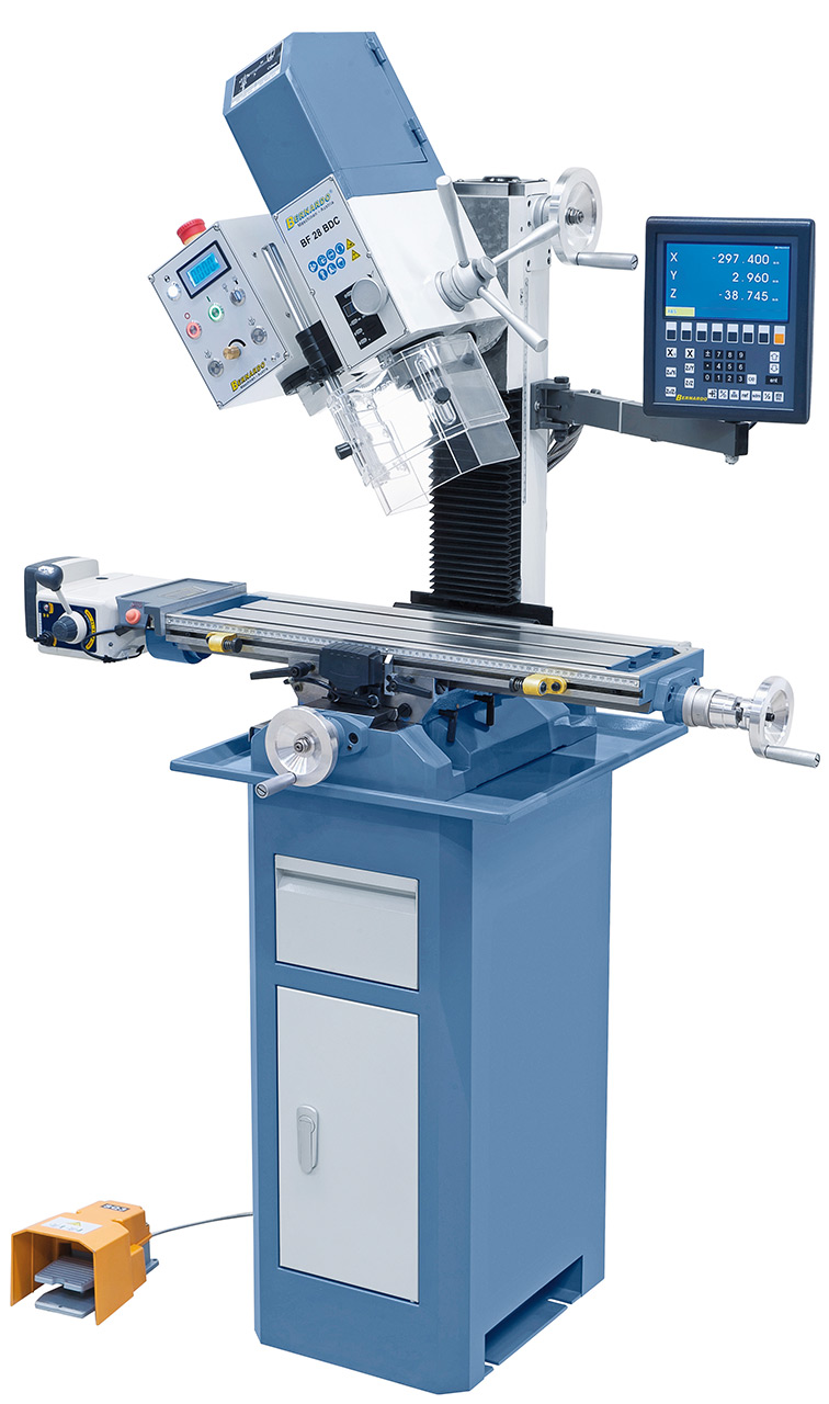 Bohr- und Fräsmaschine BF 28 BDC mit Vorschub inkl. 3-Achs-Digitalanzeige ES-12 V