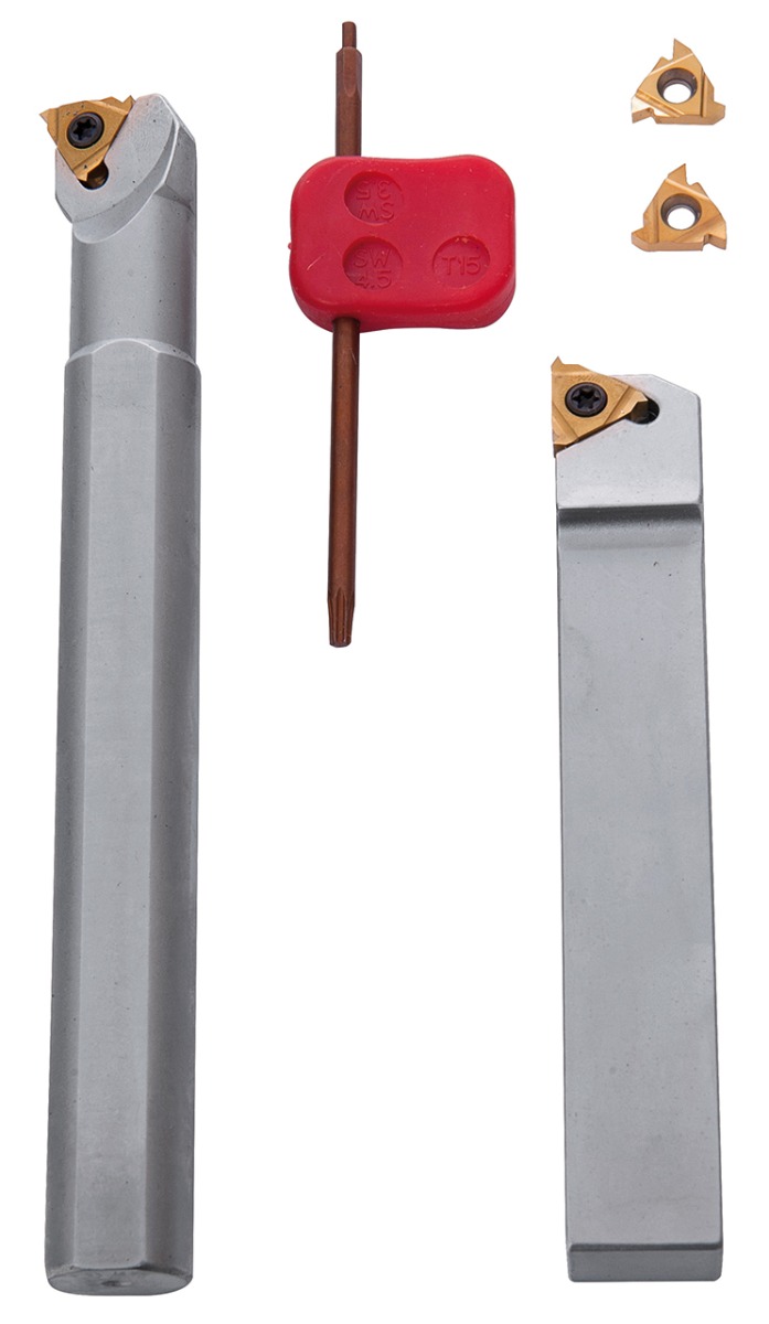 Drehmeißelsatz für Innen- und Außengewinde, mit HM-Wendeplatten, 20 mm, 2-tlg.