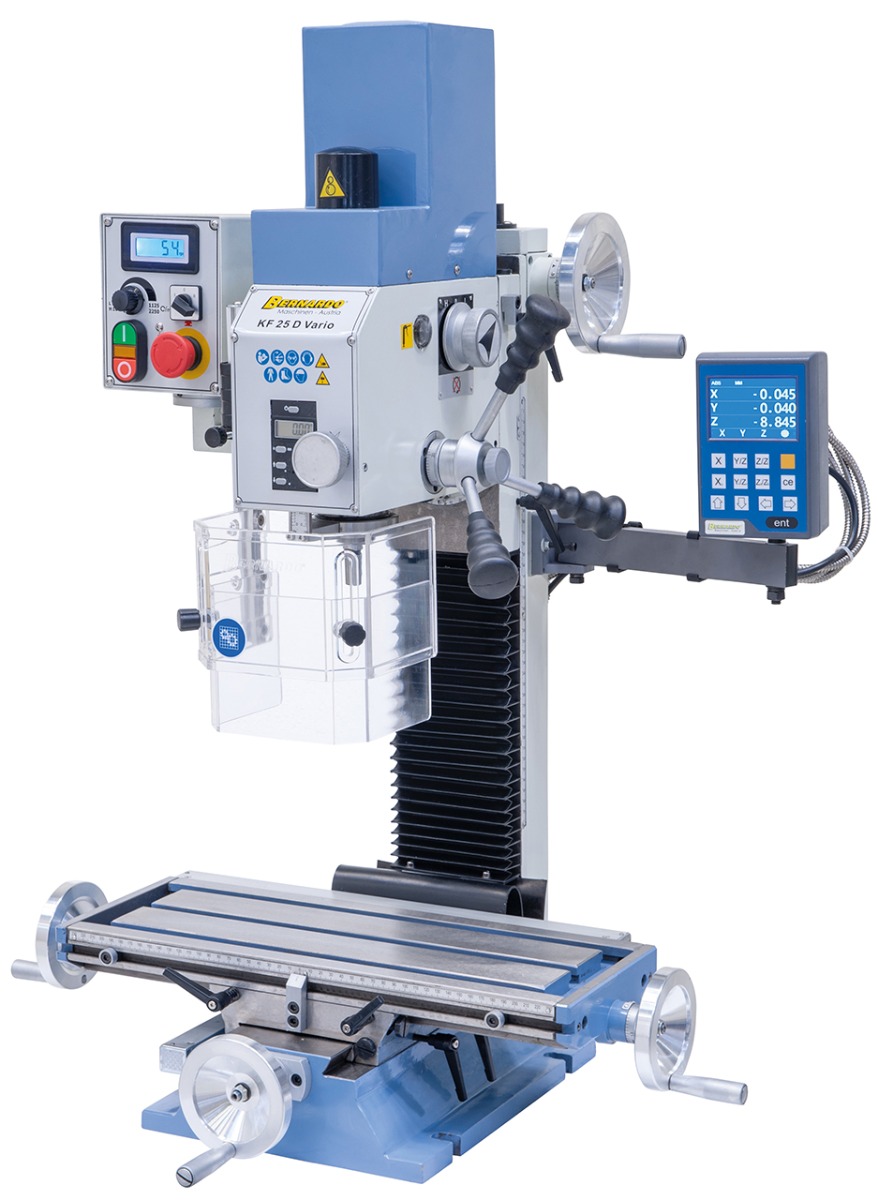 Bohr- und Fräsmaschine KF 25 D Vario inkl. 3-Achs Digitalanzeige DT 40