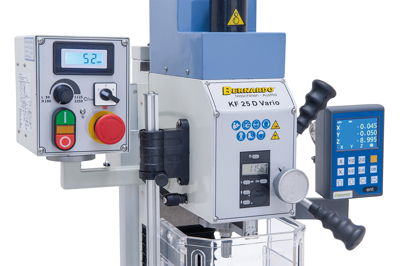 Bohr- und Fräsmaschine KF 25 D Vario inkl. 3-Achs Digitalanzeige DT 40