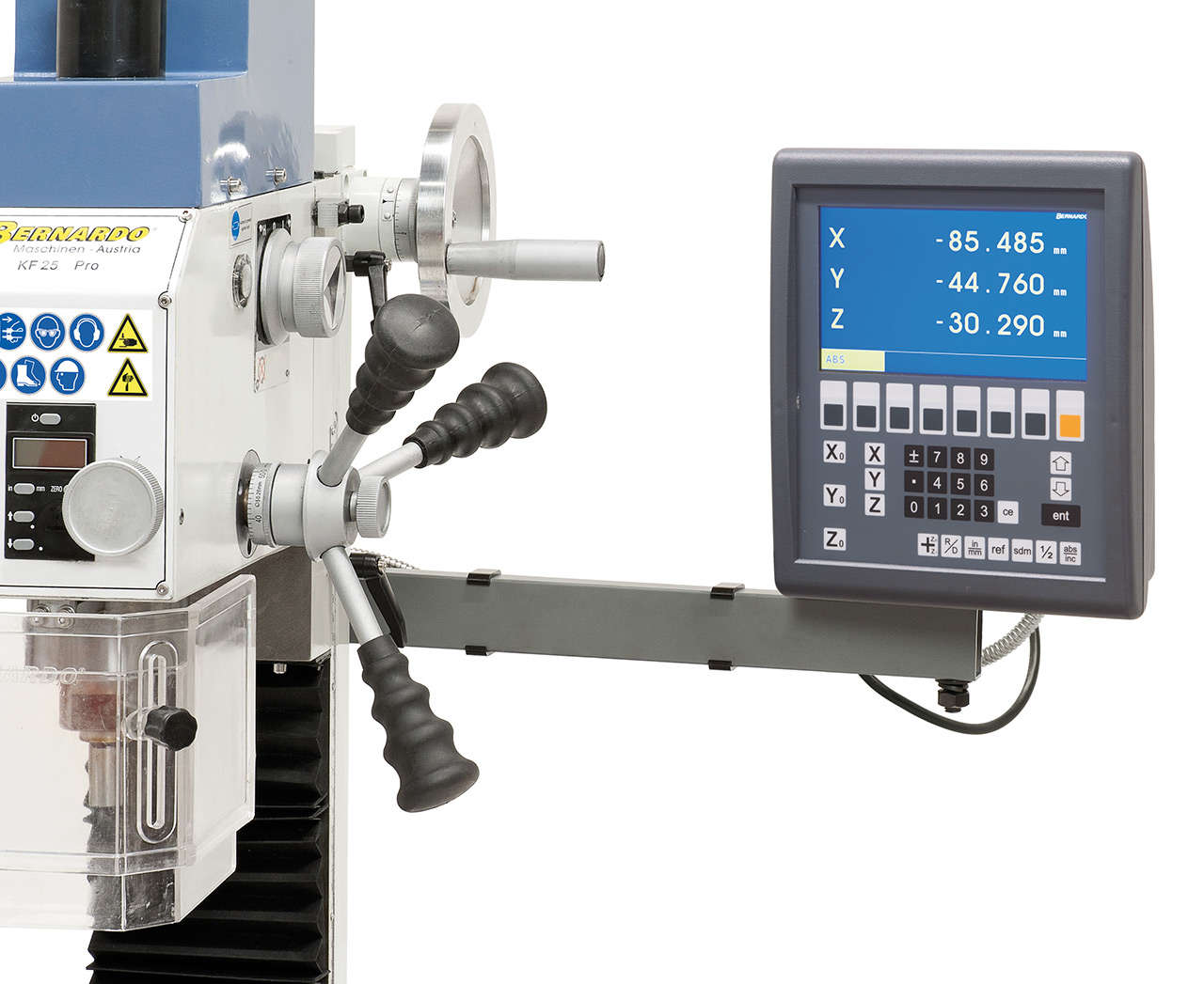 Bohr- und Fräsmaschine KF 25 PRO mit Vorschub inkl. 3-Achs Digitalanzeige ES-12 V