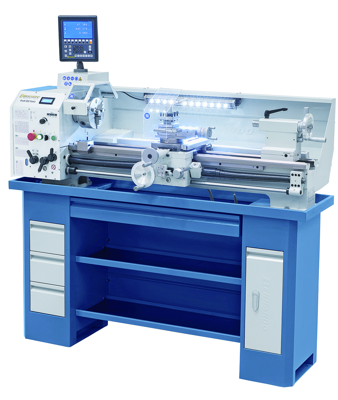 Leit- und Zugspindeldrehmaschine Profi 900 Vario / 400 V inkl. 2-Achs-Digitalanzeige ES-12 V