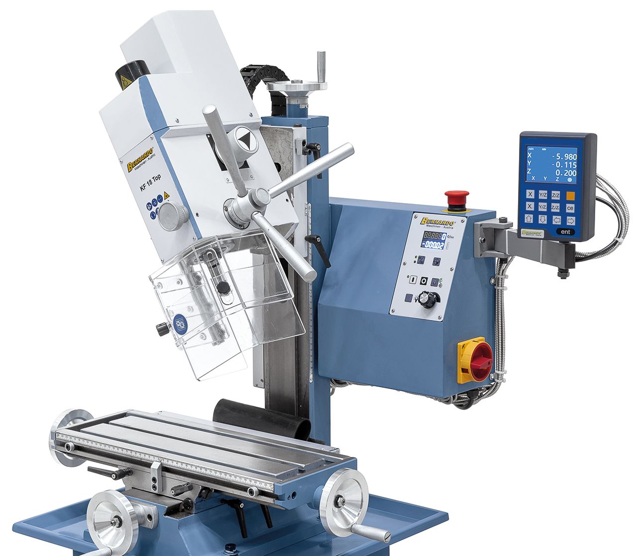 Bohr- und Fräsmaschine KF 18 Top inkl. 3-Achs Digitalanzeige DT 40
