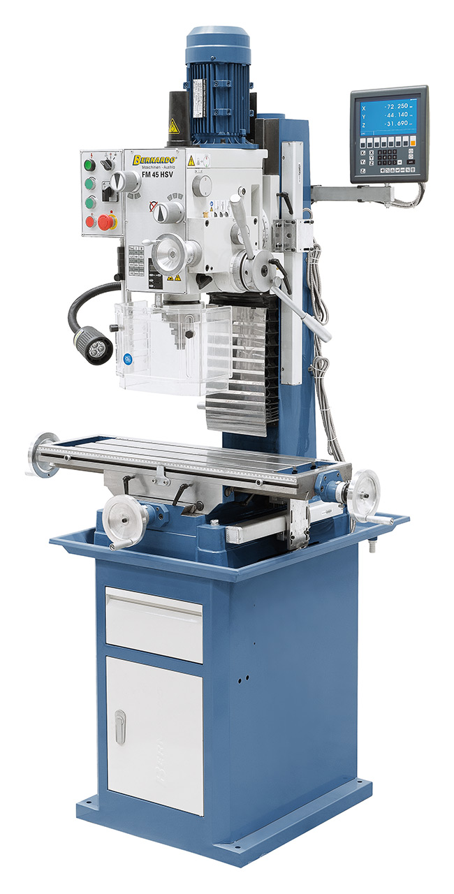 Bohr- und Fräsmaschine FM 45 HSV inkl. 3-Achs-Digitalanzeige ES-12 V
