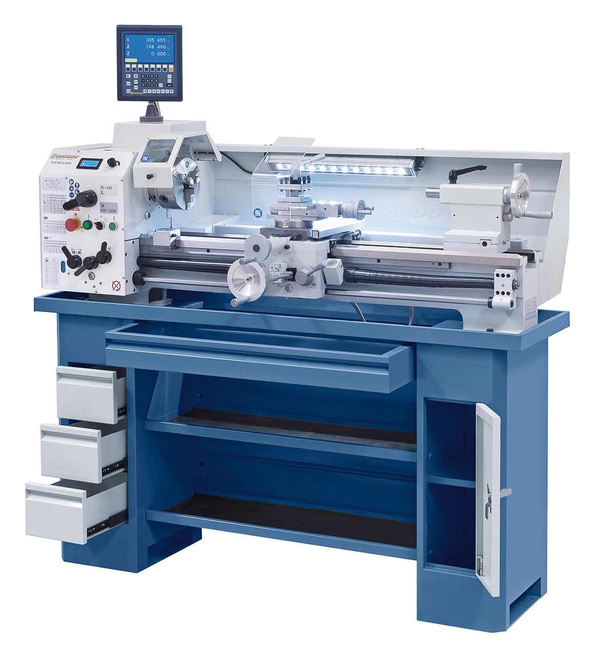 Leit- und Zugspindeldrehmaschine Profi 880 G Vario / 400 V inkl. 2-Achs-Digitalanzeige ES-12 V