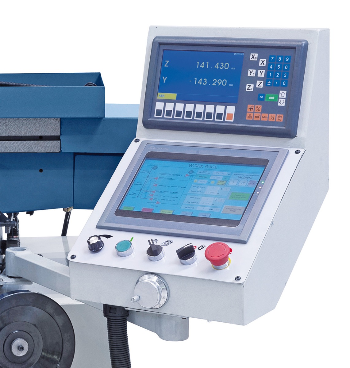 Steuerung mit Touch-Bedienung und 
elektronisches Handrad.