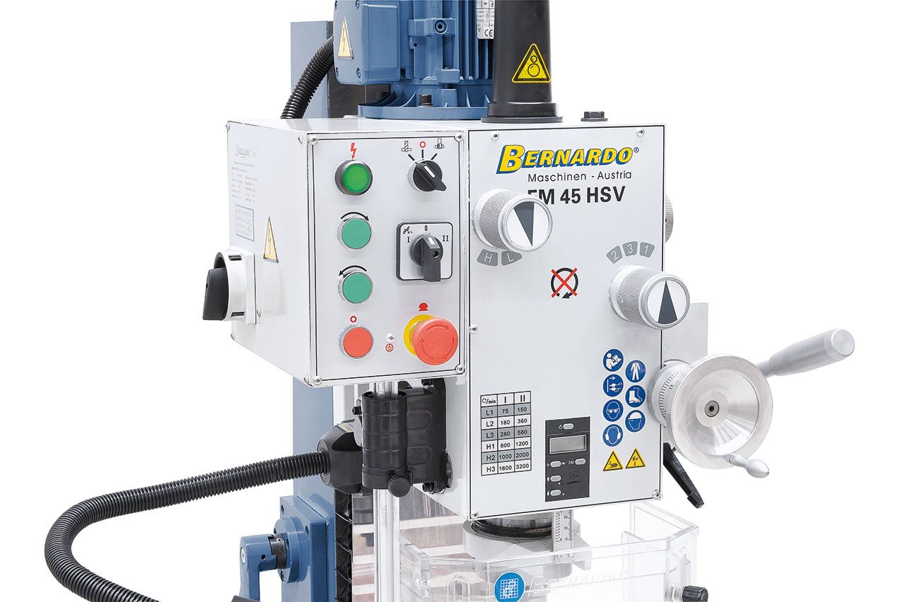 Bohr- und Fräsmaschine FM 45 HSV inkl. 3-Achs-Digitalanzeige ES-12 V