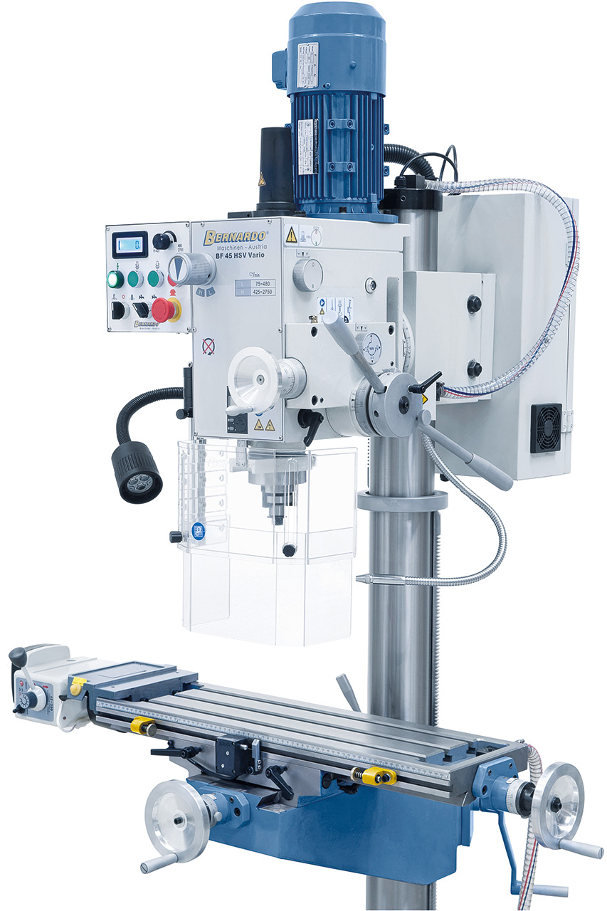 Bohr- und Fräsmaschine BF 45 HSV Vario inkl. Vorschub f. x-Achse