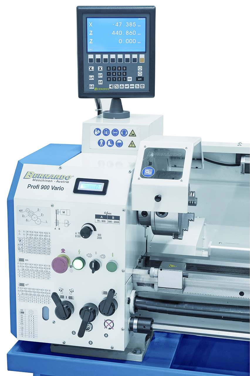 Leit- und Zugspindeldrehmaschine Profi 900 Vario / 400 V inkl. 2-Achs-Digitalanzeige ES-12 V