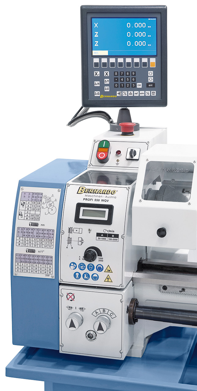 Leitspindel-Drehmaschine Profi 550 WQV / 230 V inkl. 2-Achs Digitalanzeige ES-12 V