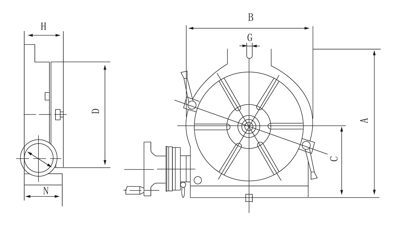 Horizontal- u. Vertikalrundtisch 200 mm HV 8