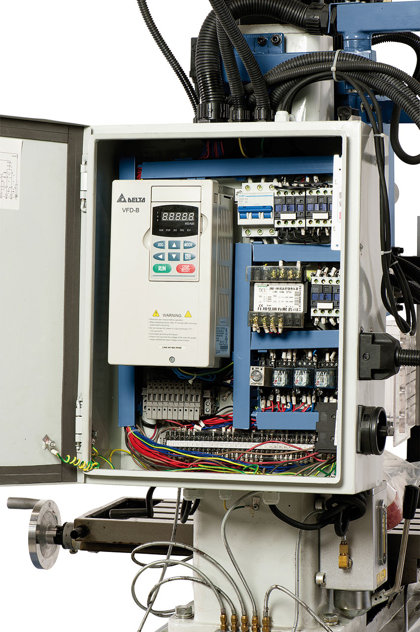 Bohr- und Fräsmaschine FM 55 HSV Vario inkl. 3-Achs-Digitalanzeige ES-12 V und Vorschub f. x-Achse