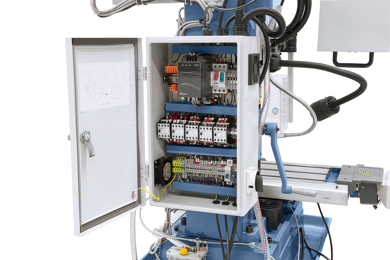 Bohr- und Fräsmaschine FM 55 HTC Vario inkl. 3-Achs-Digitalanzeige ES-12 V und Vorschub f. x-Achse