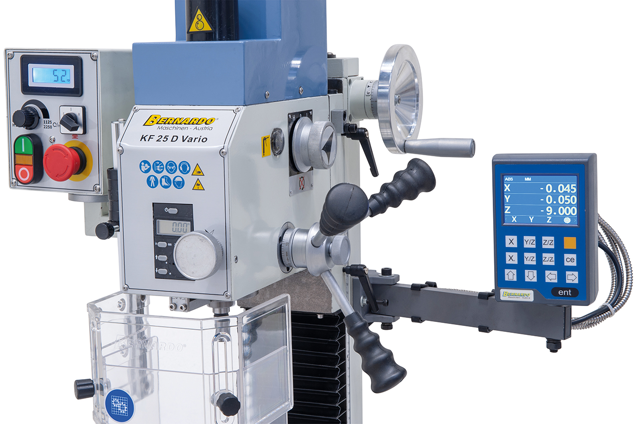 Bohr- und Fräsmaschine KF 25 D Vario inkl. 3-Achs Digitalanzeige DT 40