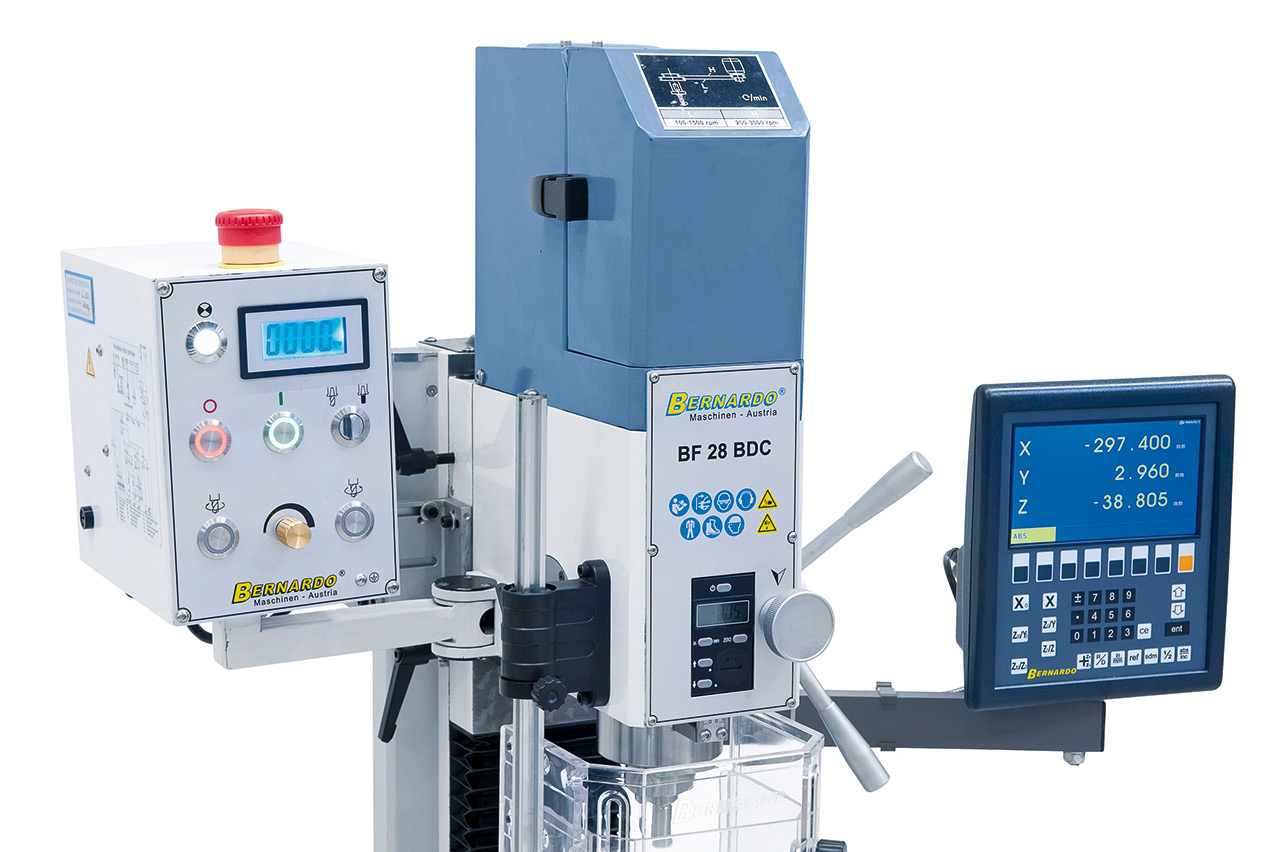 Bohr- und Fräsmaschine BF 28 BDC mit Vorschub inkl. 3-Achs-Digitalanzeige ES-12 V