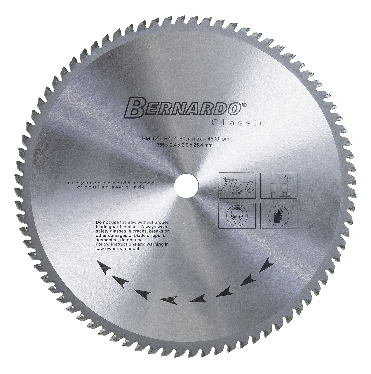 HM - Sägeblatt f. Trennkreissäge für Aluminium 355 x 2,4 x 25,4 mm, Z80