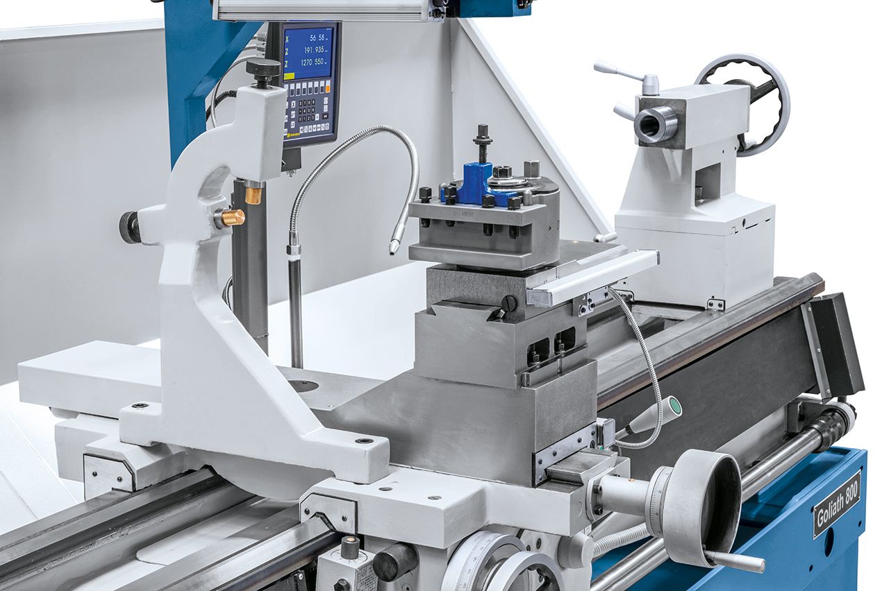 Produktionsdrehmaschine Goliath 800 x 1500 inkl. 3-Achs-Digitalanzeige *