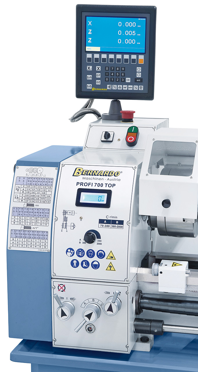 Leit- und Zugspindeldrehmaschine Profi 700 Top / 230 V inkl. 2-Achs-Digitalanzeige ES-12 V